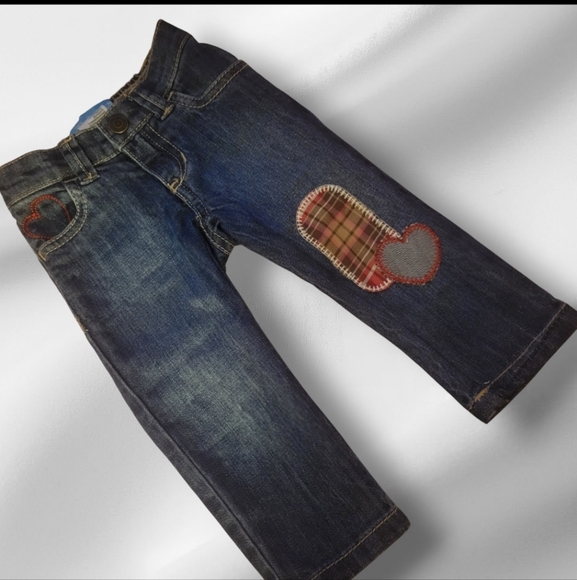 Old Navy Skinny Blue Jeans Patches, Elastic Waist, Size 12-18 Months - Picture 9 of 10